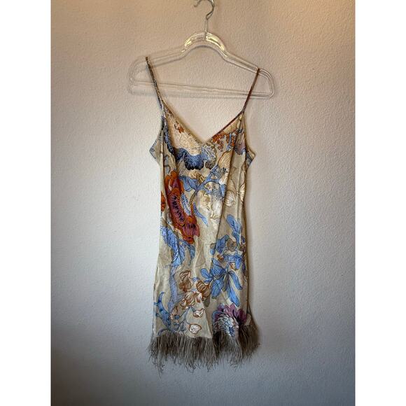 Ungaro Miki Floral Fringe V-Neck Sheath Dress Horizon Multi Women's Size Medium - Picture 3 of 5